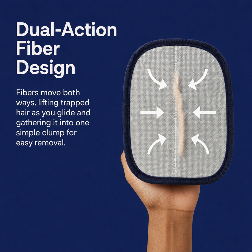 Dual-action fiber design gathers hair into one clump